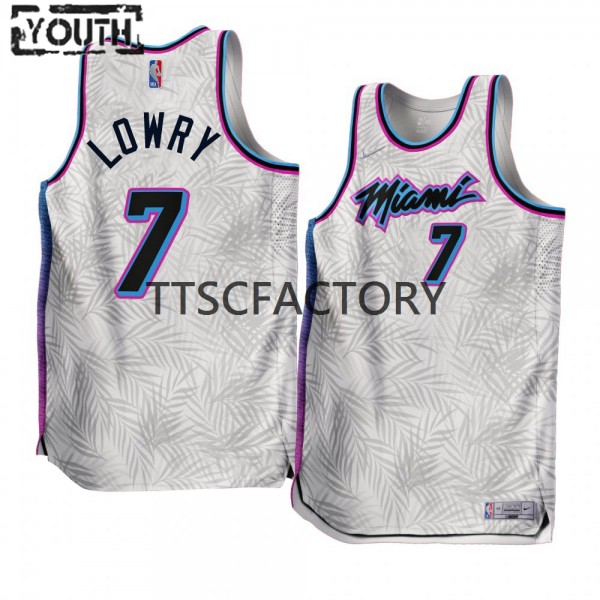 Miami Heat Trikot Kyle Lowry 7 Nike 2022-23 Earned Edition Weiß Swingman - Kinder